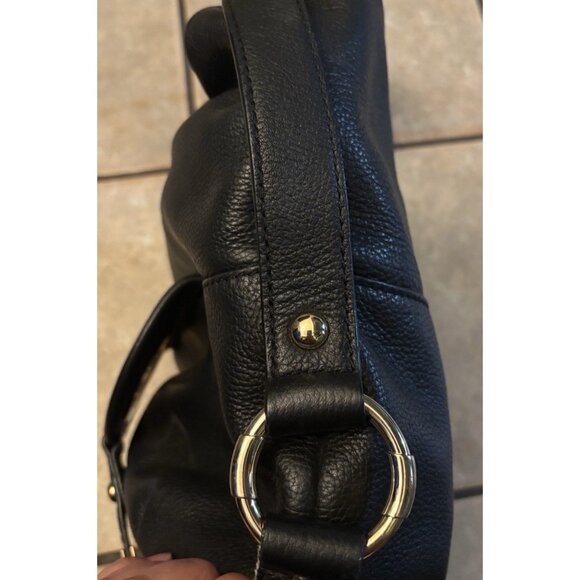 Michael Kors Fulton Leather Hobo Shoulder Bag Pebbled Black - Picture 3 of 9